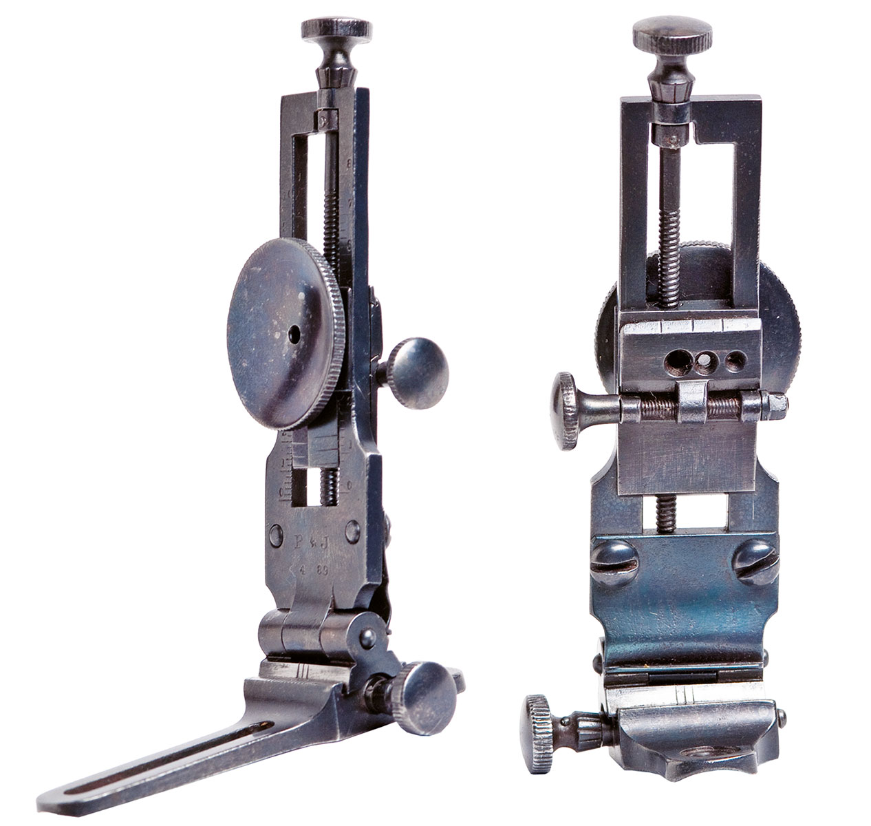 Carver’s Patent AB Combination Tang Sight. The Soule sight, of which there were only about 120 made, has survived in reasonable numbers. All of the various Carver sights are rarely found. Carver had many clever ideas in his designs, of which there were several more. They are extreme rarities today.
